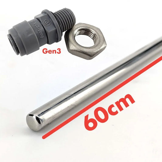 60cm 8mm OD Thermowell - Includes Gen3 8mm duotight x 1/4inch Male Bulkhead with Lock Nut / Oring