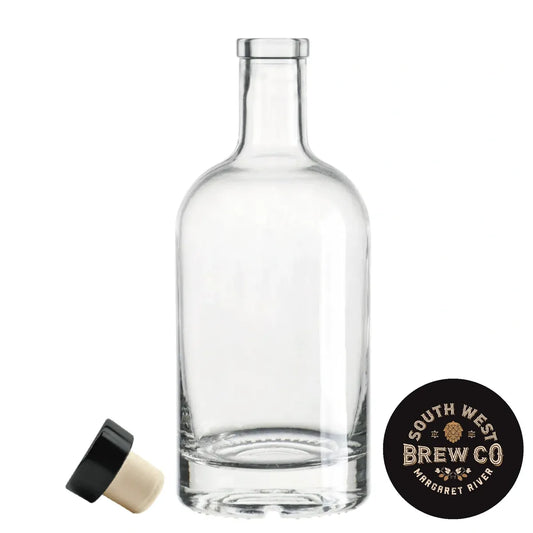 750mL Glass Spirit Bottle with Black Synthetic Cork Lid