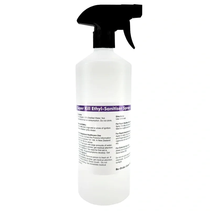 Ethyl Sanitiser Spray 70% Medical Grade Ethanol + Distilled Water (1litre Spray Bottle)